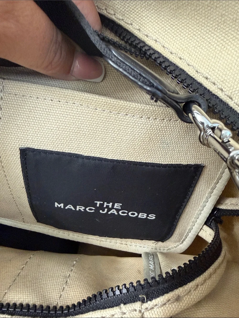 Marc Jacobs Canvas 'The Tote Bag' in Beige with Black Strap